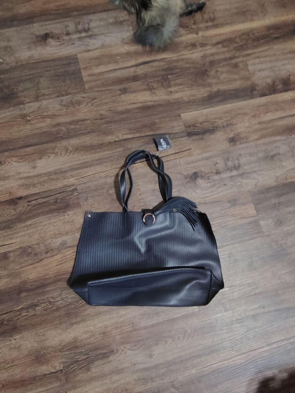 Ulta Beauty Black Tote Bag with Tassel Accent